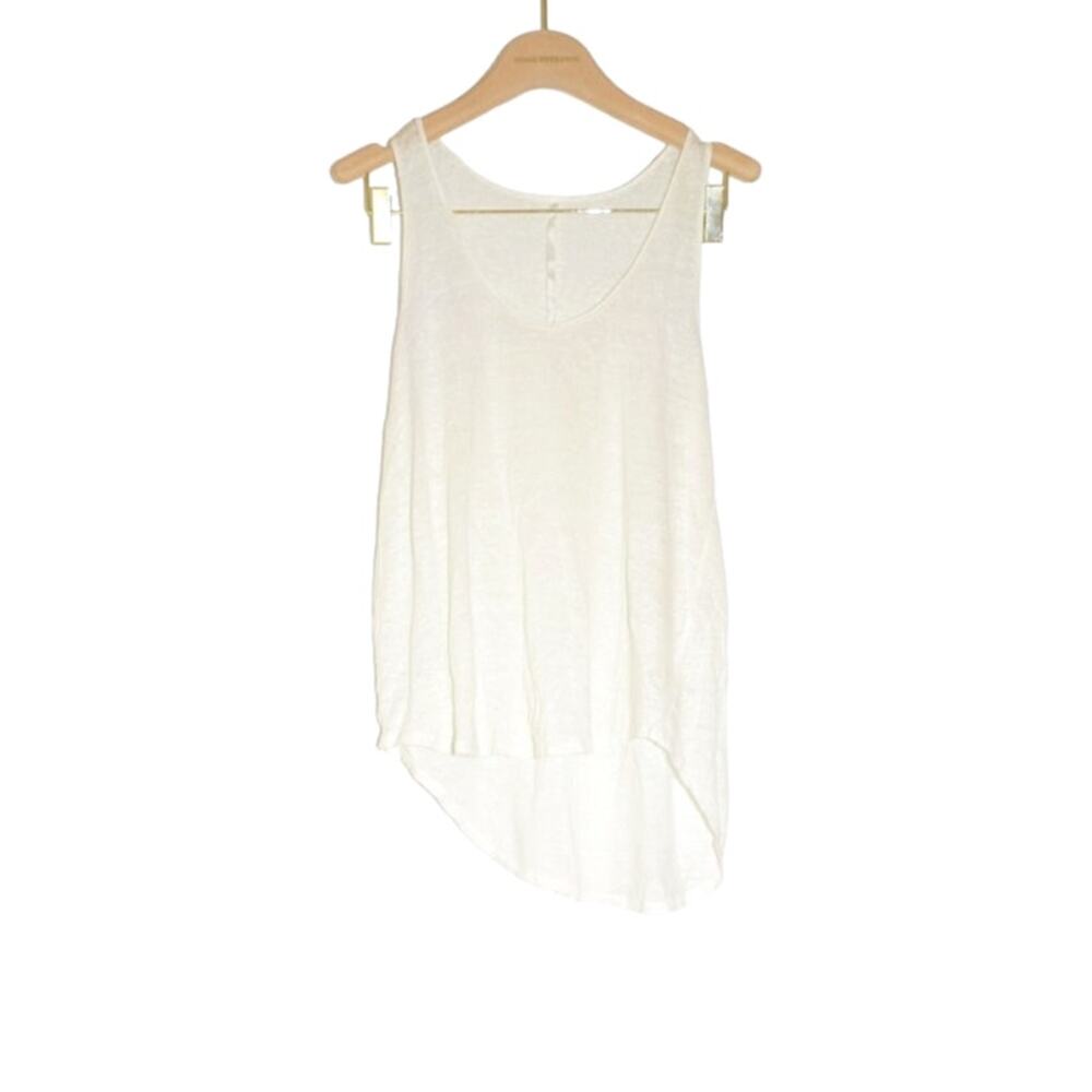 Are You Am I - Ludi Semi Sheer Linen Tank Top in White / Size XS/S
